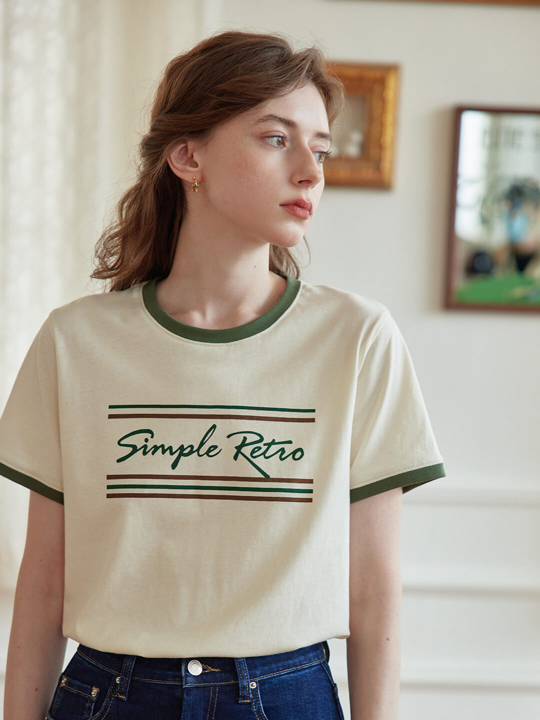 Maya 復古綠logo純棉短袖T恤/SIMPLE RETRO
