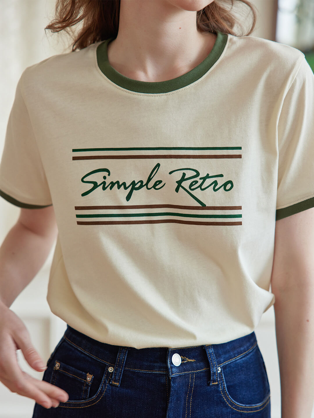Maya 復古綠logo純棉短袖T恤/SIMPLE RETRO