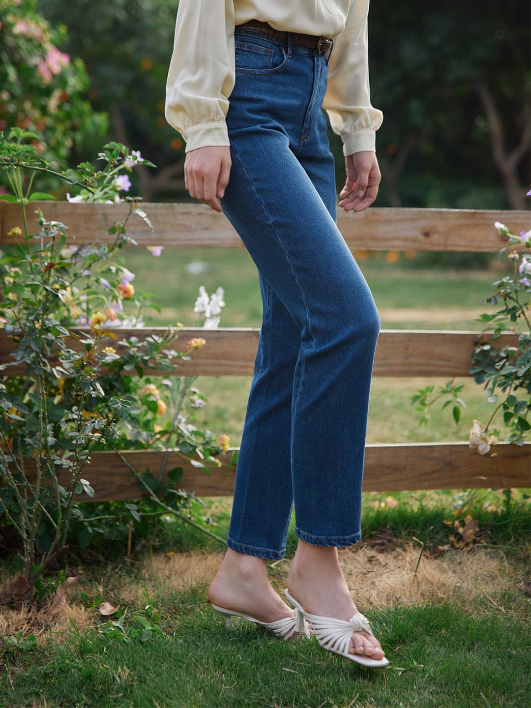 Simple Retro- Gemma 深藍色高腰修身顯瘦牛仔褲