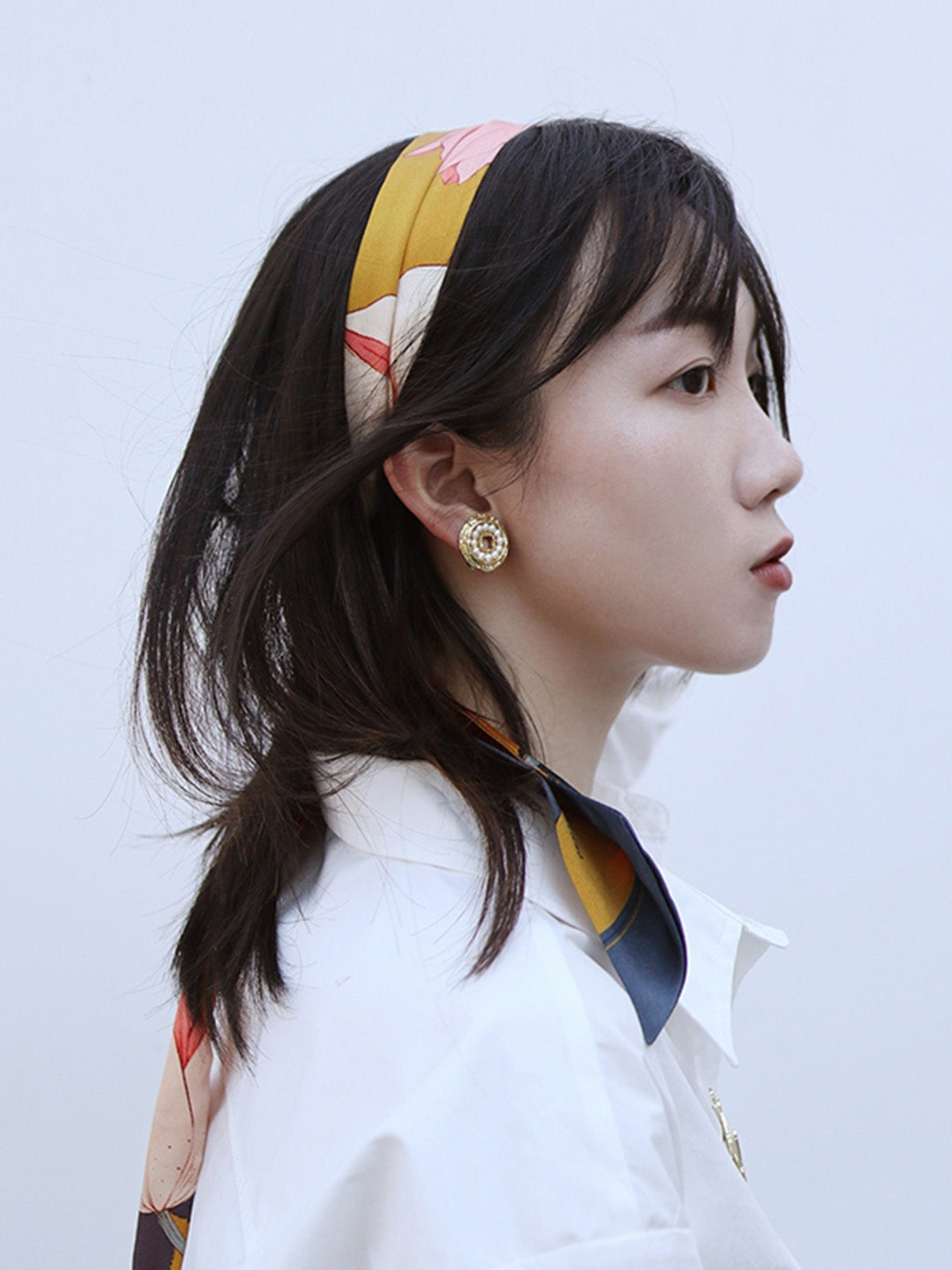 Chowxiaodou 原創2色鬱金香真絲長條絲巾
