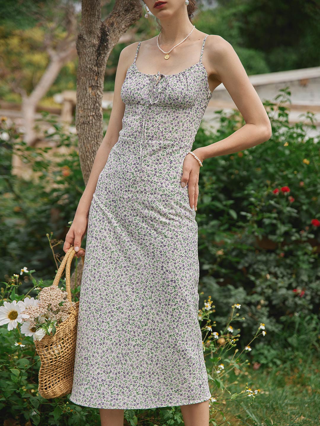 Juli 碎花吊帶長裙