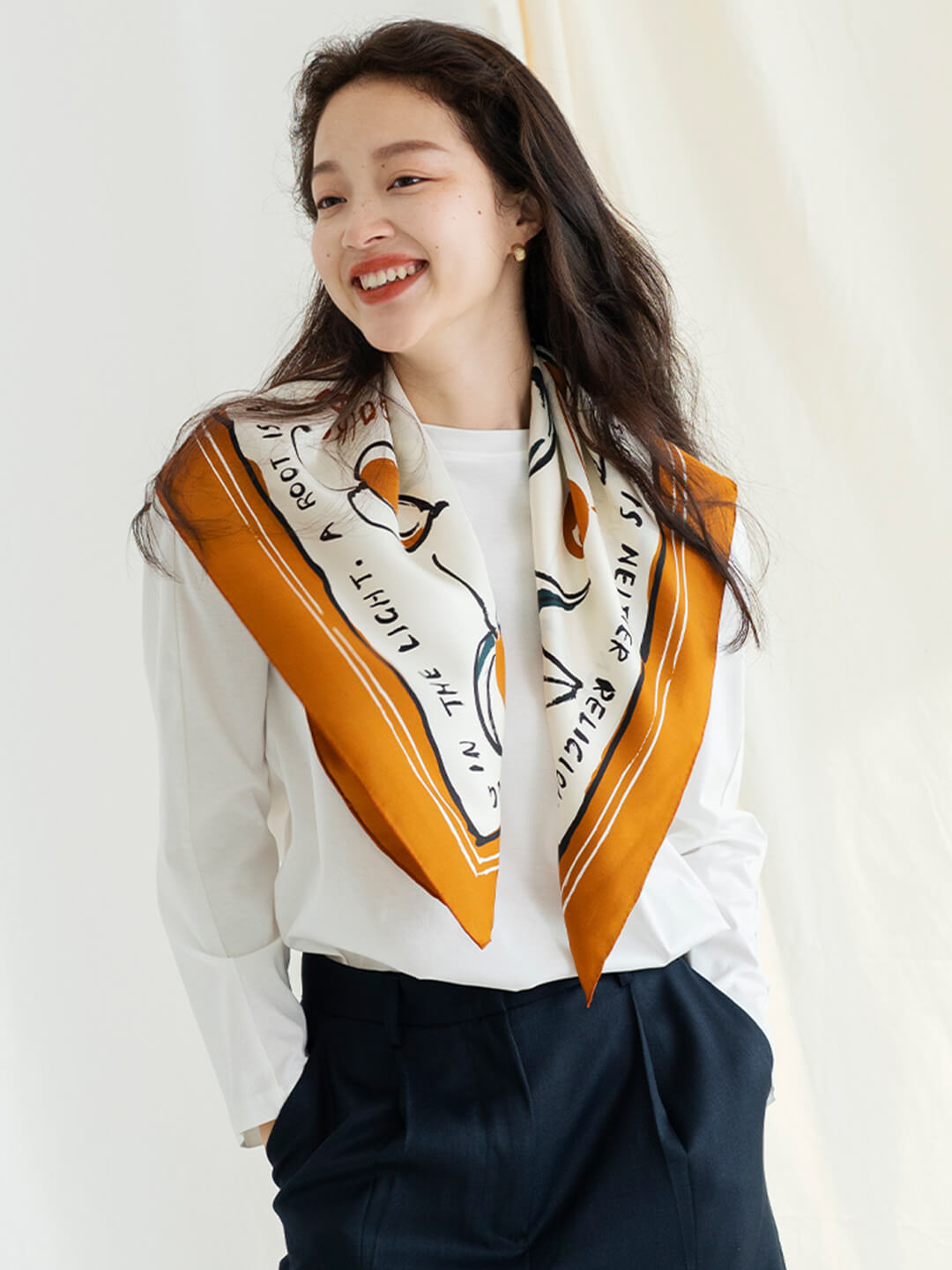 Chowxiaodou 原創彩虹女孩真絲方形絲巾