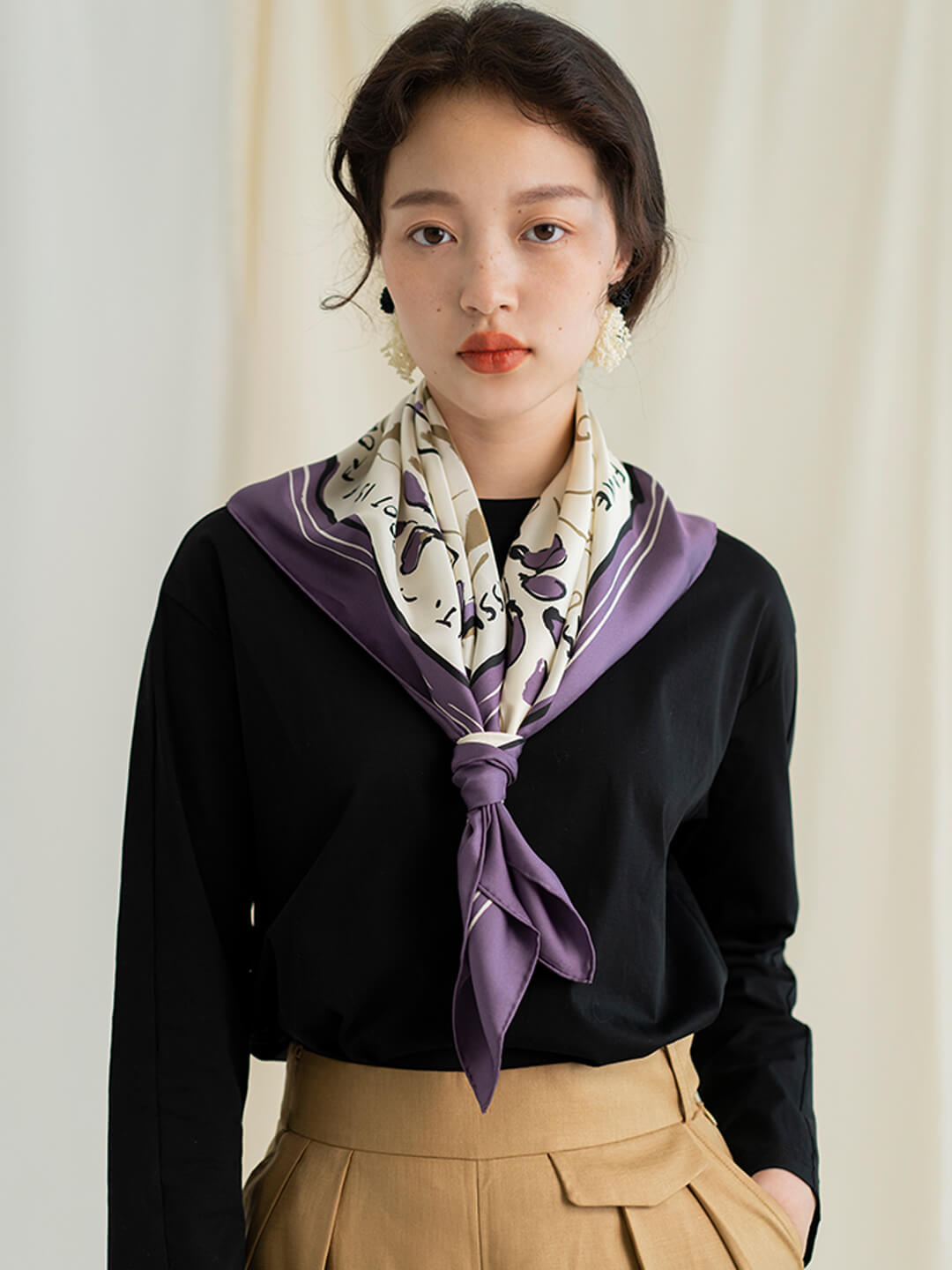 Chowxiaodou 原創彩虹女孩真絲方形絲巾