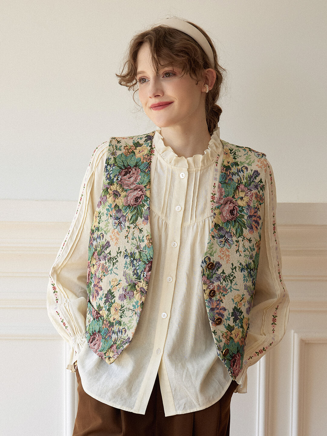 Cosette 復古玫瑰提花馬甲
