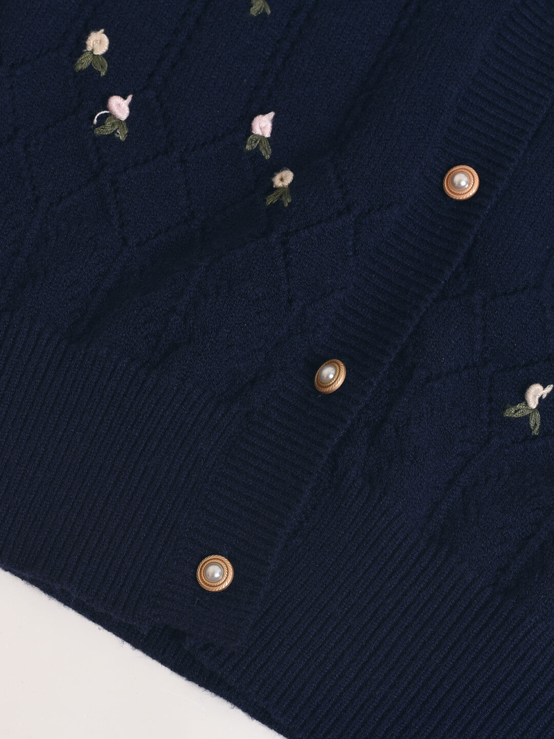 Ally 藍色鉤花刺繡針織外套/SIMPLERETRO