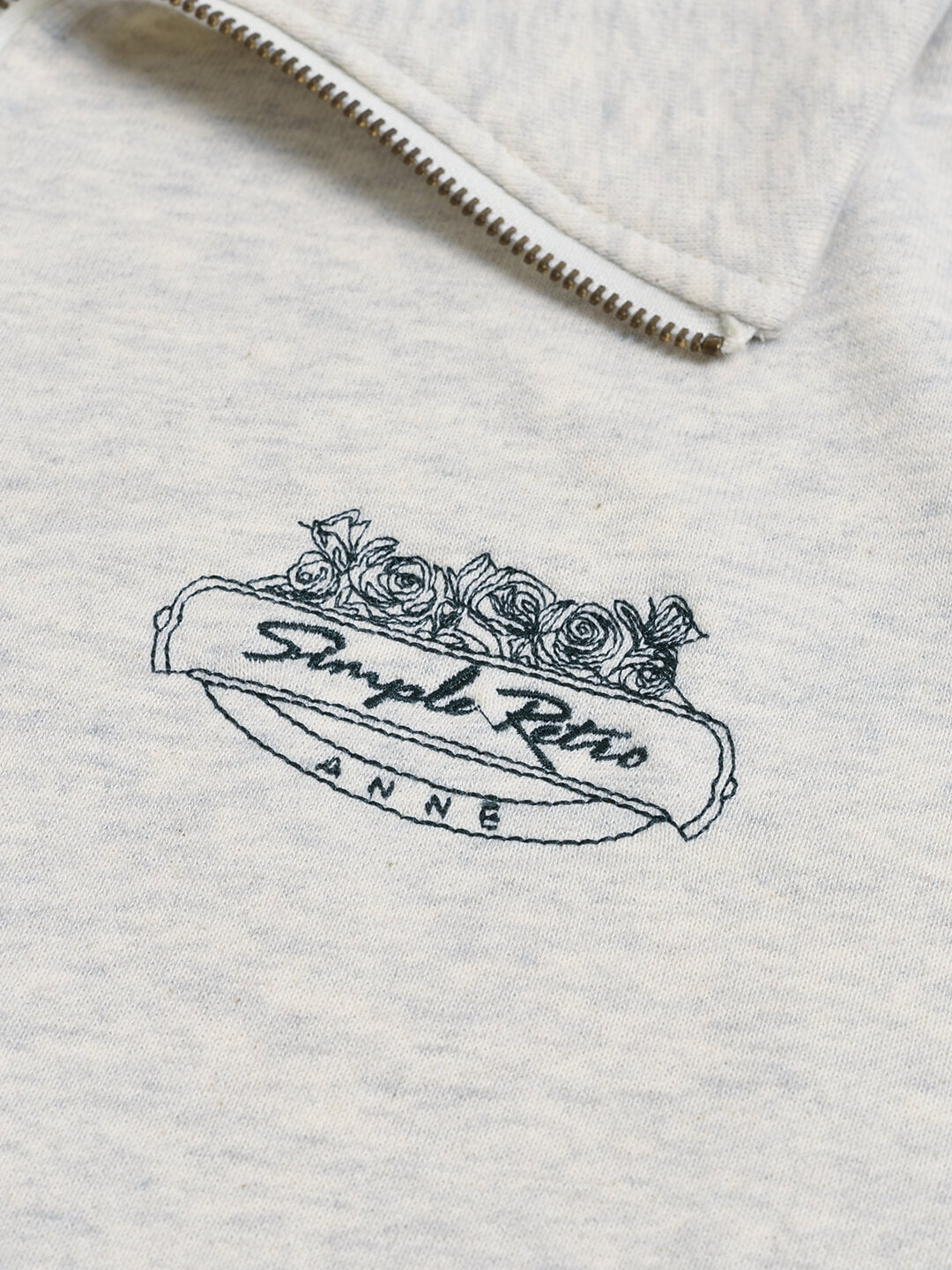 Rayna 灰色刺繡Polo領衛衣/SIMPLERETRO